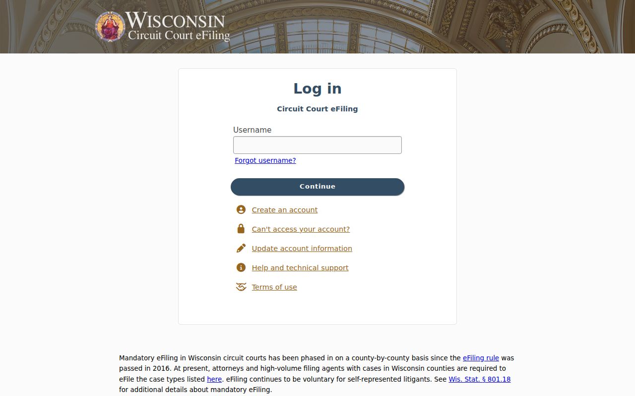 Chippewa County court case records Wisconsin eFiling portal