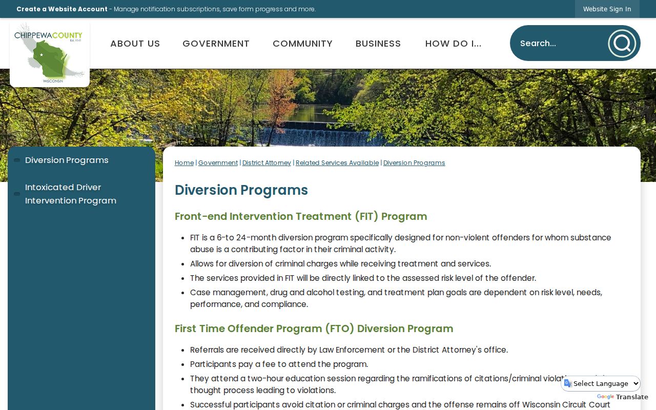 Chippewa County court docket diversion and Recovery Court information